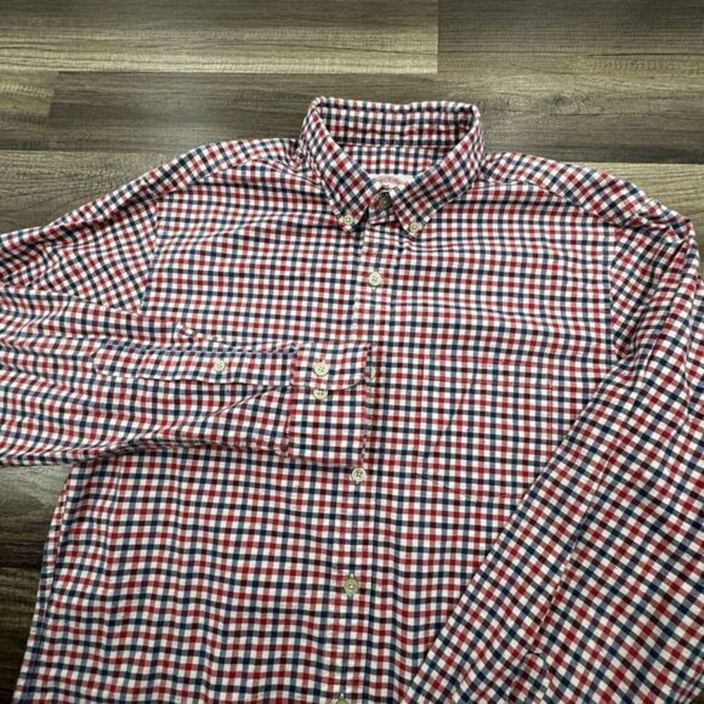 Brooks Brothers Shirt Red Blue Check Long Sleeve Button Down Original Polo Sz M